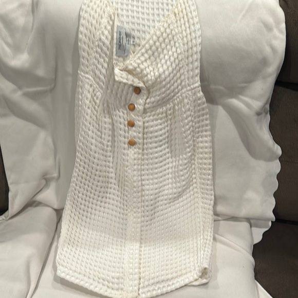 Yves Saint Laurent White Waffle Knit Top - Picture 1 of 4